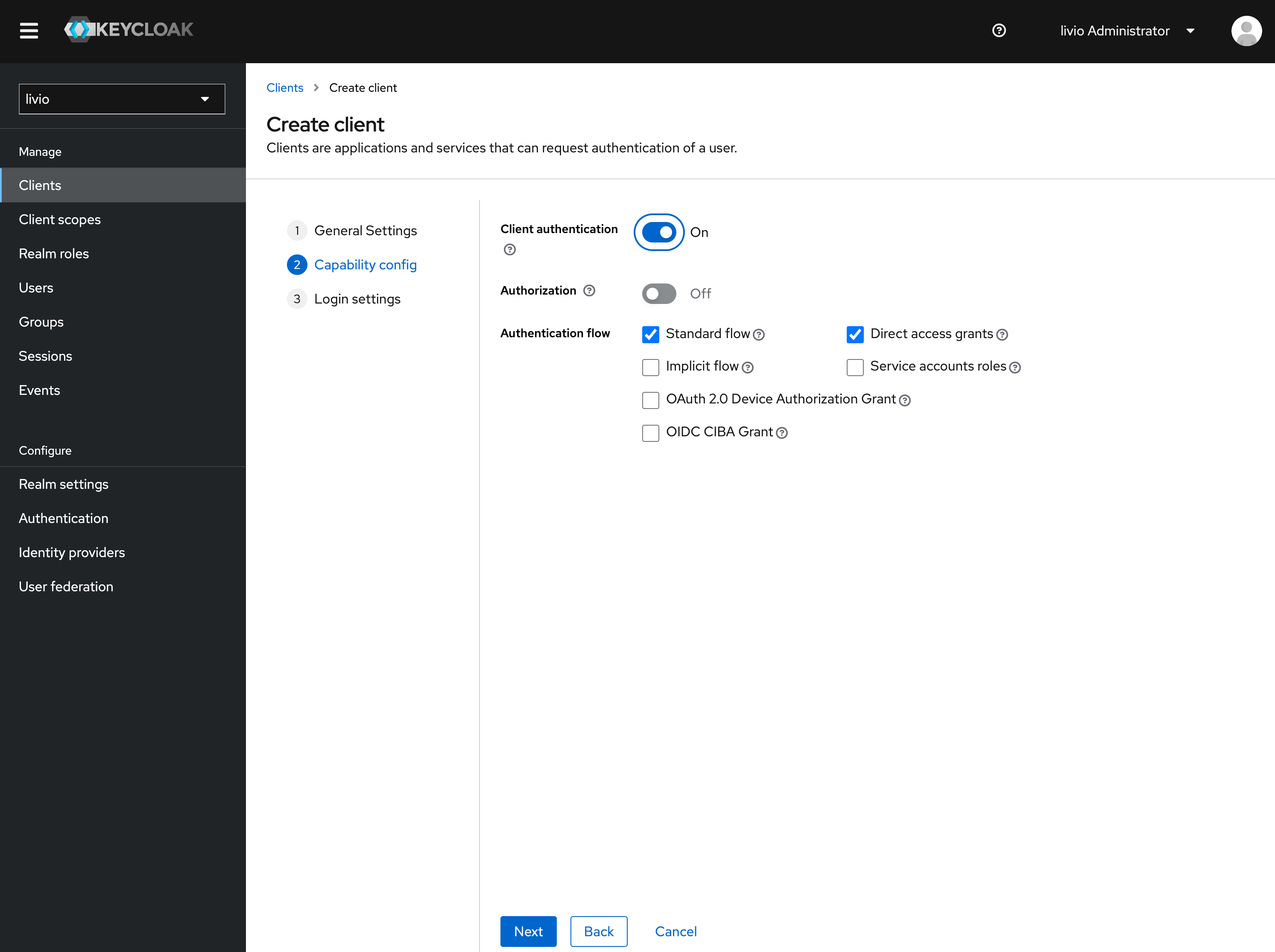 Add new OIDC Client in Keycloak